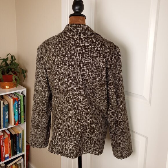 Vintage 90s Blazer Leslie Fay Dresses Brown & Cream Polka Dot Statement Blazer - Picture 6 of 6